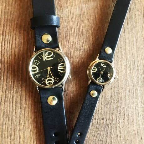 アンティーク調 ペアウォッチ J.S.B.2＆Lady on Time-B（JUM38B＆305B）ハンドメイド腕時計 手作り時計 メンズ レディース