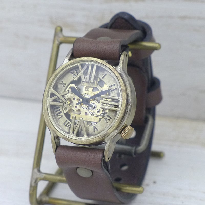 アンティーク調 ペアウォッチ 機械式 手巻き(真鍮)36mm＆手巻き(真鍮 