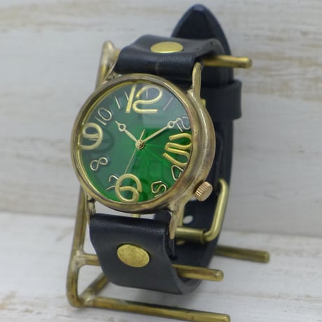 J.S.B.2  カラーダイアル GR.BK（JUM38B）アンティーク調 ハンドメイド腕時計 手作り時計 メンズ