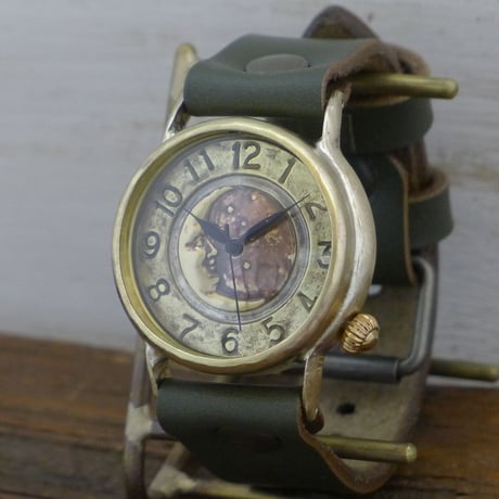 CrescentMoon-JB（JUM38CM）アンティーク調 ハンドメイド腕時計 手作り時計 メンズ
