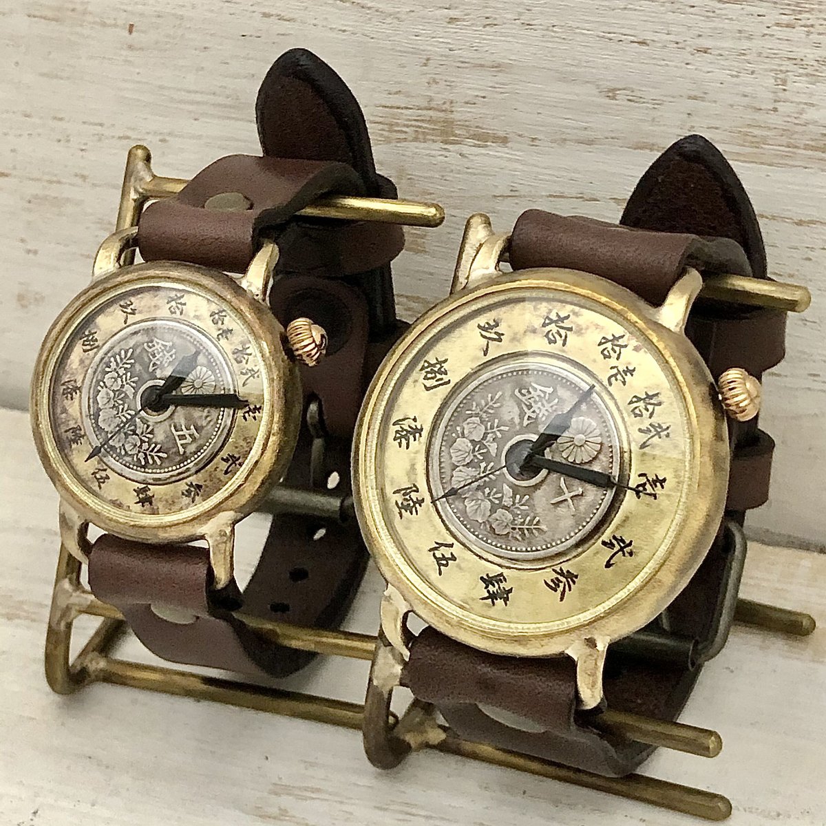 アンティーク調手作り腕時計 ペアウォッチ アンティーク調 ペアウォッチ 倭ノ刻六(わのこくろく)＆倭ノ刻四(わの