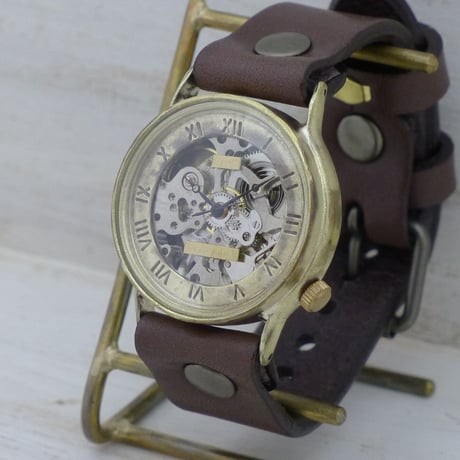 手巻き ローマ.SV.BR（BHW071）機械式  アンティーク調 ハンドメイド腕時計 オリジナル時計 メンズ