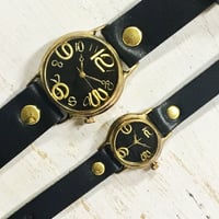 アンティーク調 ペアウォッチ J.S.B.2＆Lady on Time-B（JUM38B＆305B）ハンドメイド腕時計 手作り時計 メンズ レディース