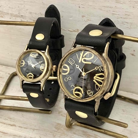 アンティーク調 ペアウォッチ J.S.B.2＆Lady on Time-B（JUM38B＆305B）ハンドメイド腕時計 手作り時計 メンズ レディース