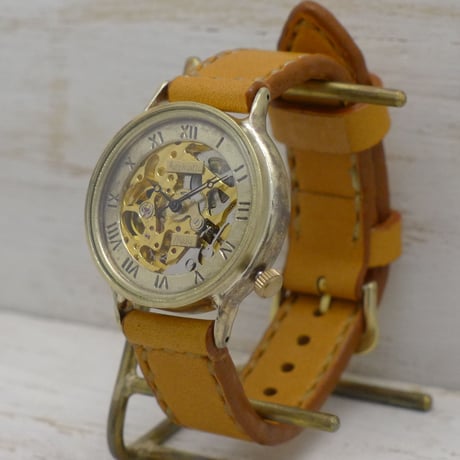 自動巻き　ローマ数字ベゼル（BAM021）機械式  アンティーク調 ハンドメイド腕時計 オリジナル時計 メンズ
