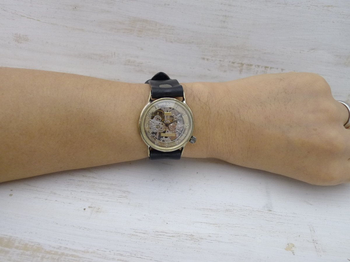 手巻き アラビア数字インデックス（BHW071）機械式 アンティーク調 ハンドメイド腕時計 オリジナル時計 メンズ
