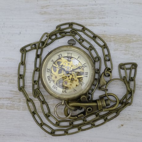手巻き懐中時計 36mm ローマ.チェーン（BHW115）機械式  アンティーク調 ハンドメイド オリジナル懐中時計 メンズ レディース