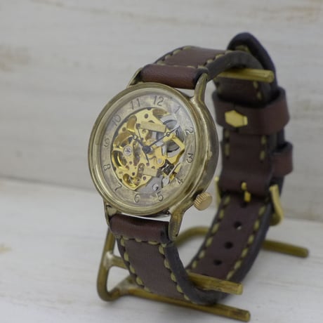 自動巻き アラビア数字インデックス（BAM021）機械式 アンティーク調 ハンドメイド腕時計 オリジナル時計 メンズ