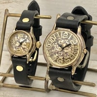 アンティーク調 ペアウォッチ LunarSurface-MB＆LB（207A-LN＆305B-LN）ハンドメイド腕時計 手作り時計 メンズ レディース