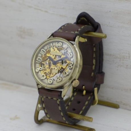 自動巻き （BAM025）機械式 アンティーク調 ハンドメイド腕時計 オリジナル時計 メンズ レディース