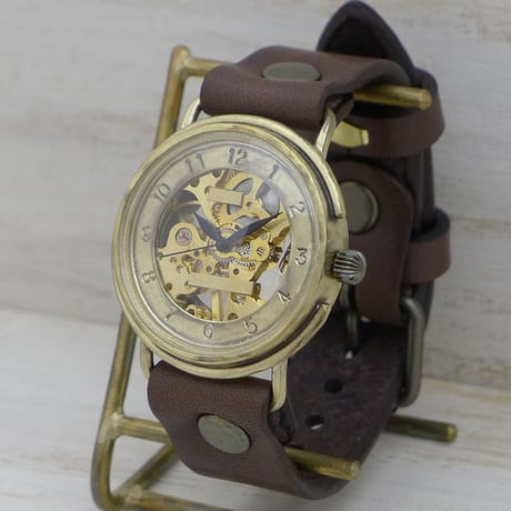 手巻き アラビア数字インデックス（BHW059）機械式 アンティーク調 ハンドメイド腕時計 オリジナル時計 メンズ