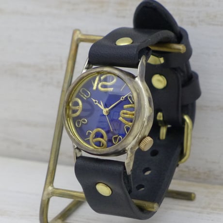 On Time-B カラーダイアル BL文字盤（214B）アンティーク調 ハンドメイド腕時計 オリジナル時計 メンズ レディース