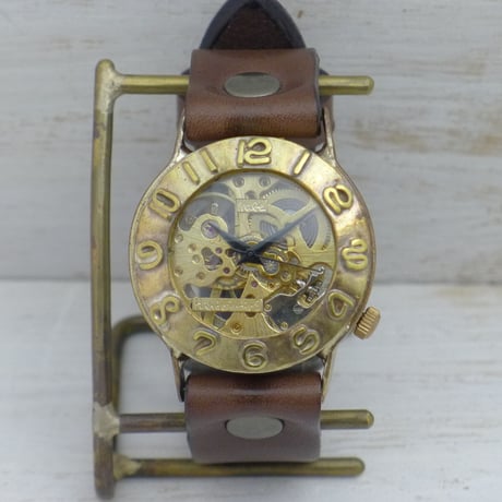 アンティーク調 ペアウォッチ 機械式 手巻きBrass(真鍮)36mm＆手巻きBrass(真鍮)32mm（BHW058B2＆BHW014） ハンドメイド腕時計 手作り時計 メンズ レディース