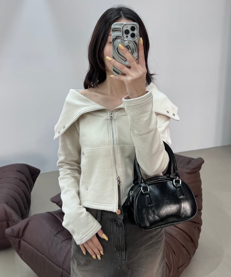一部即納｠off shoulder zip up tops | LAZY AND EASY