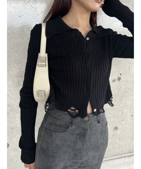 damage knit cardigan