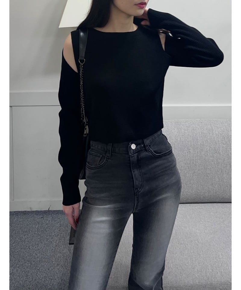 一部即納｠cold shoulder knit | LAZY AND EASY