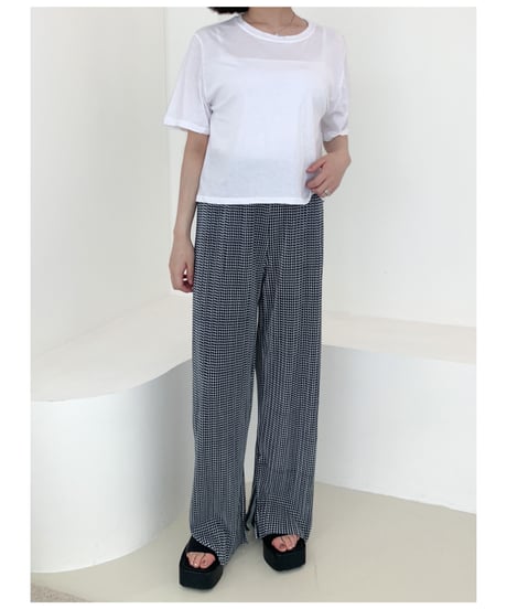 ｟即納｠hound check pleats pants