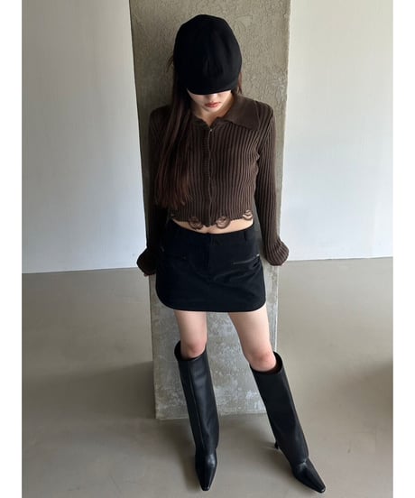 damage knit cardigan