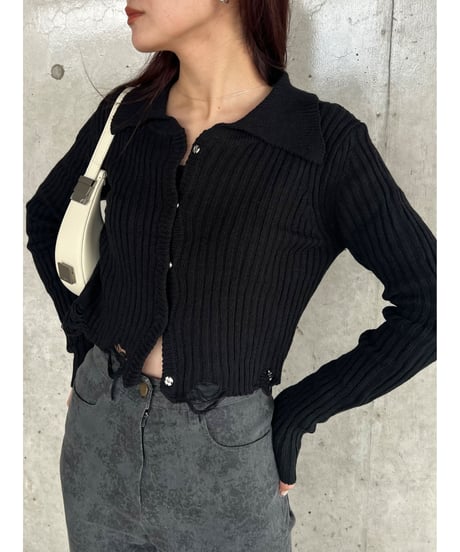 damage knit cardigan