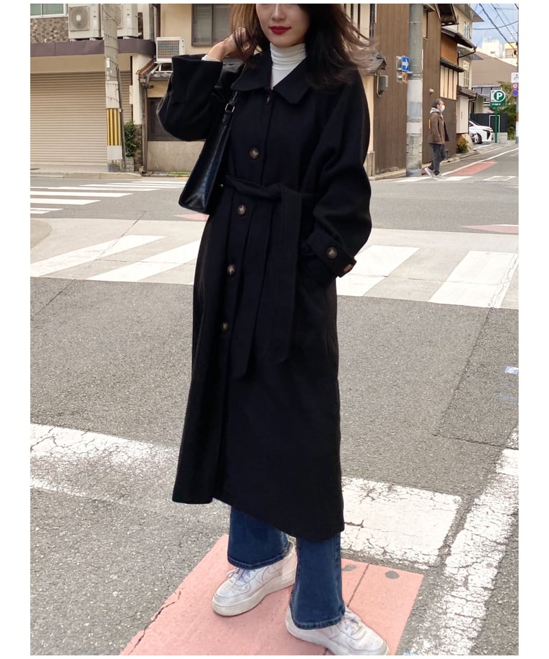 stand fall collar coat | LAZY AND EASY