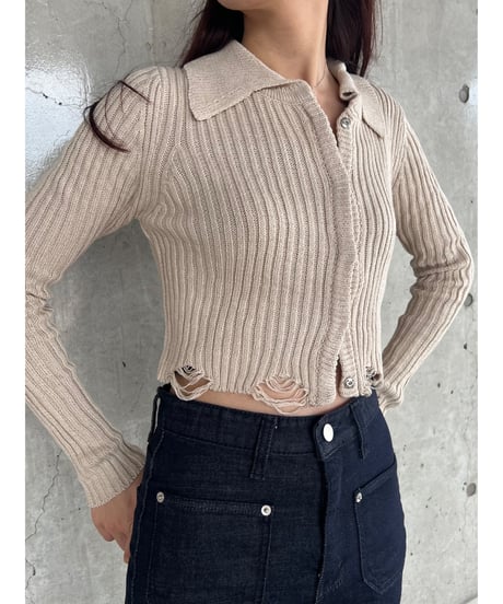 damage knit cardigan
