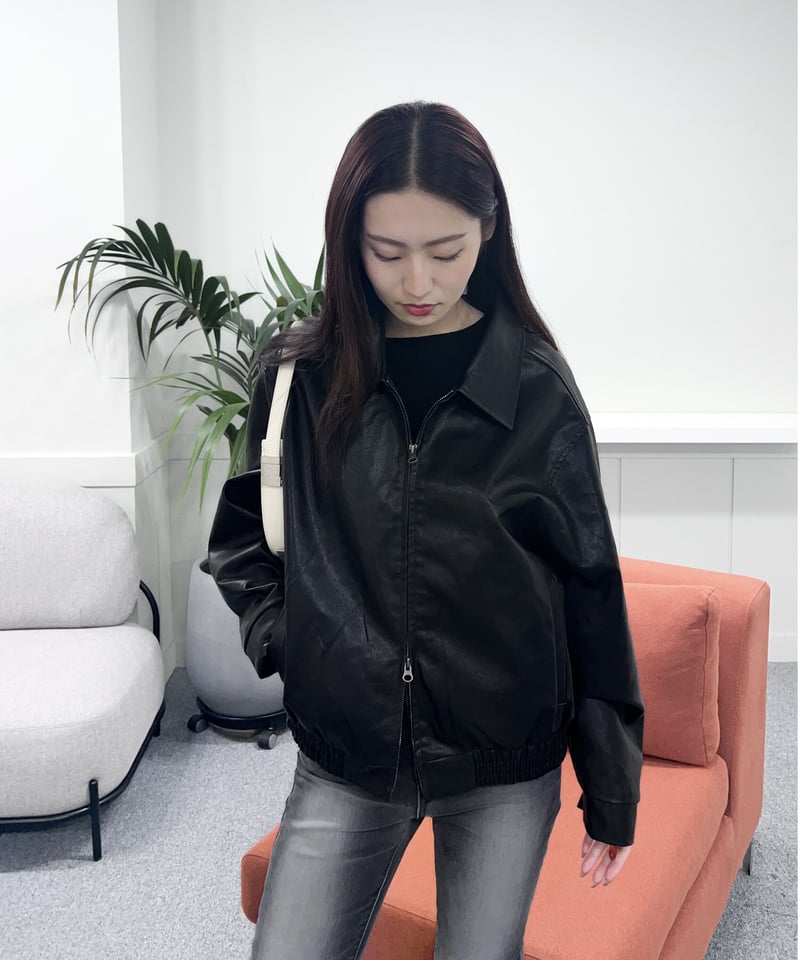 2zip leather jacket | LAZY AND EASY