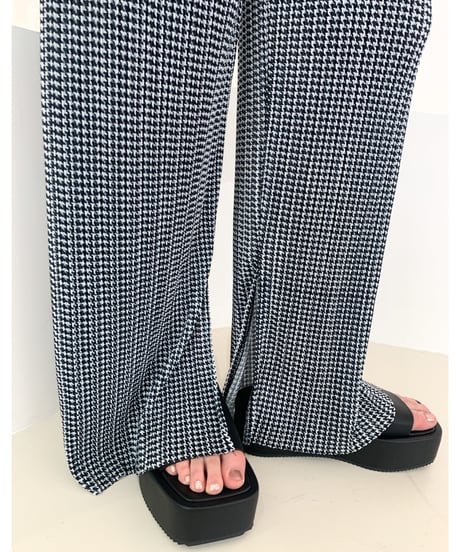 ｟即納｠hound check pleats pants
