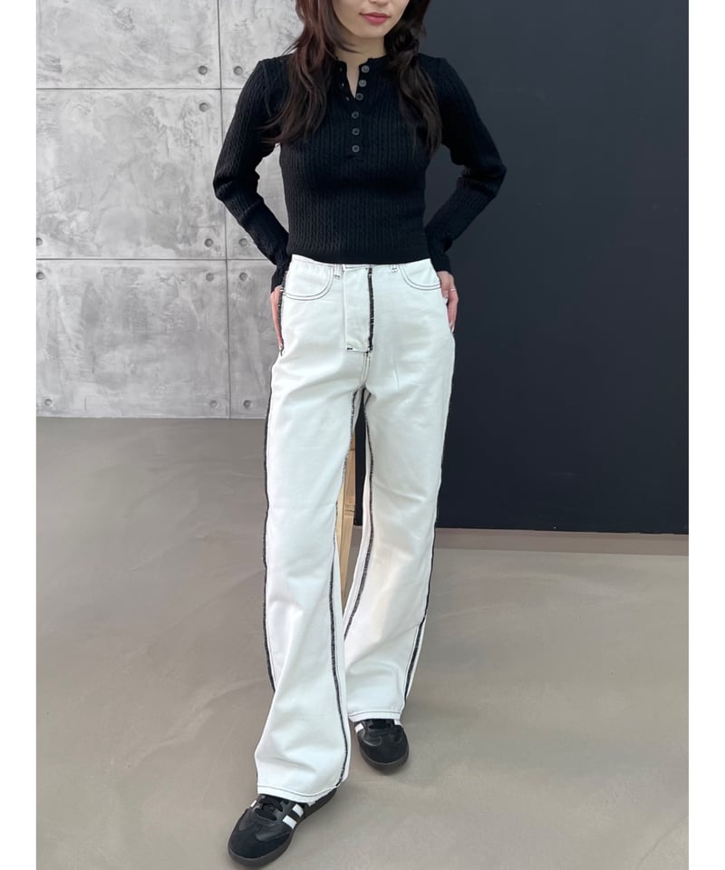 一部即納｠stitch line denim | LAZY AND EASY