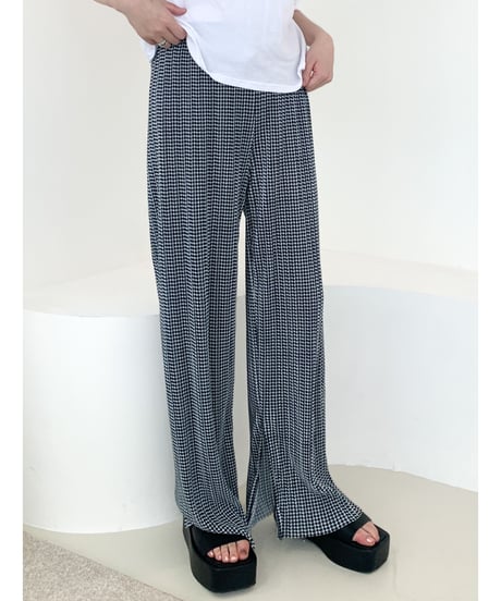 ｟即納｠hound check pleats pants
