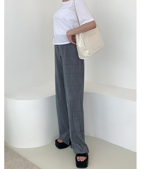 ｟即納｠hound check pleats pants
