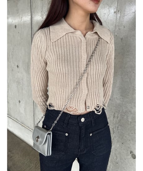 damage knit cardigan