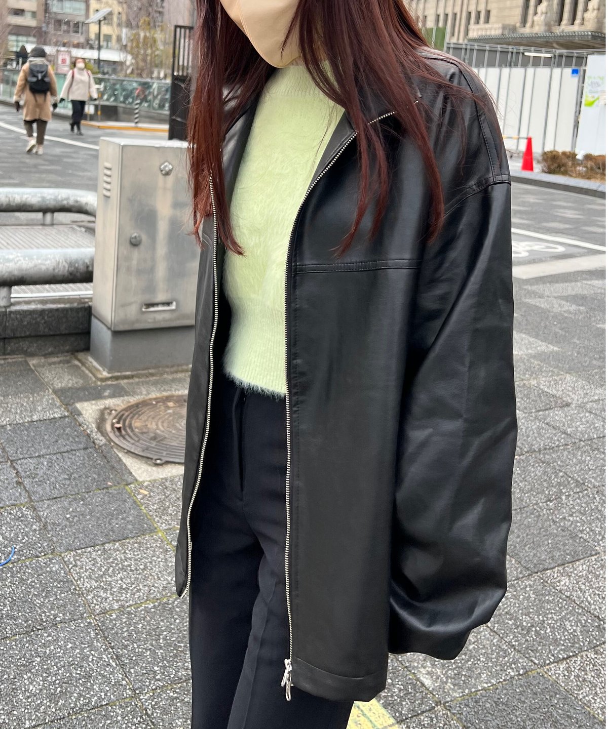 ［2Way仕様］短丈　fur leather jacket モード系grunge 2Way仕様］短丈fur leather jacket モード系grunge