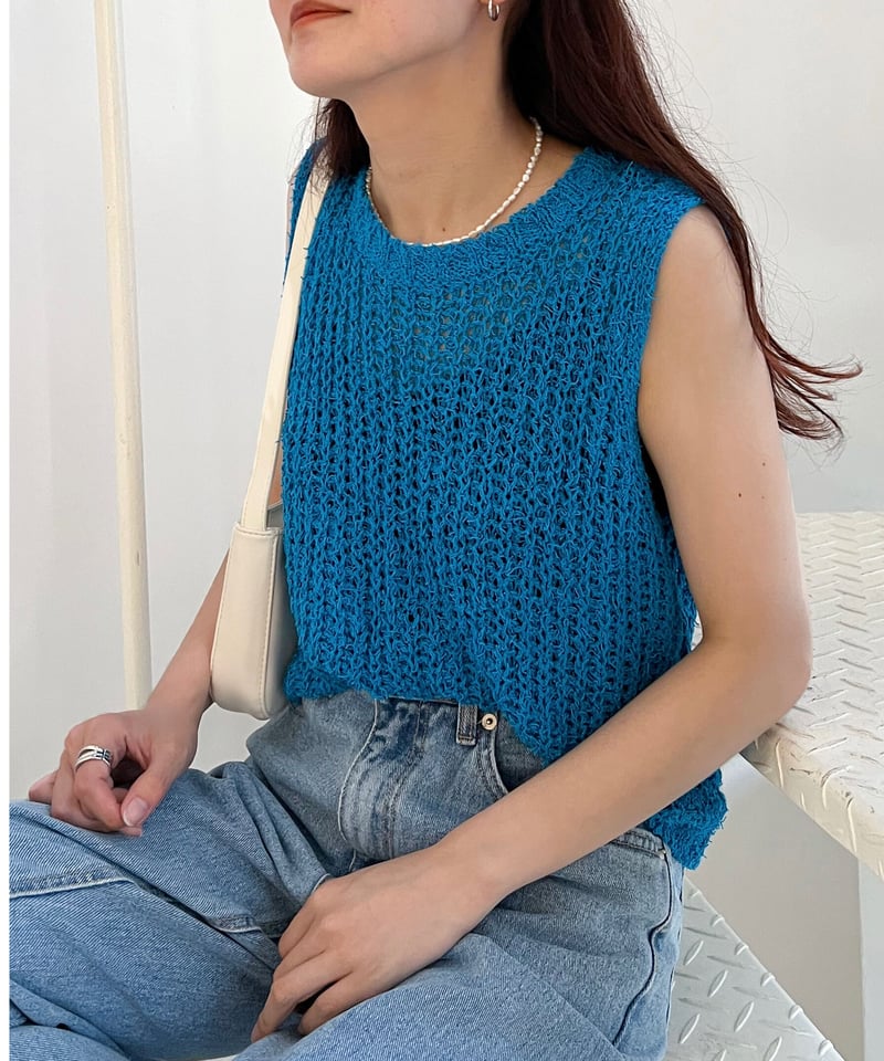 sleeve less summer knit | LAZY AND EASY