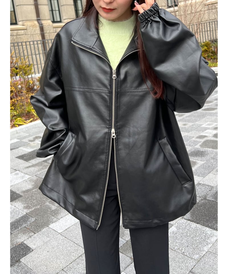 double zip leather jacket | LAZY AND EASY