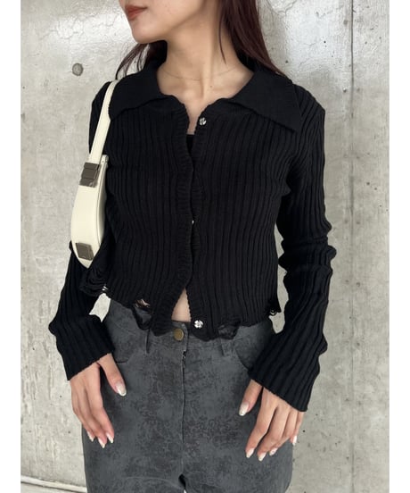 damage knit cardigan