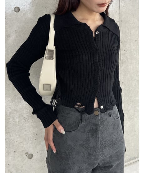 damage knit cardigan