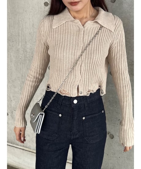 damage knit cardigan