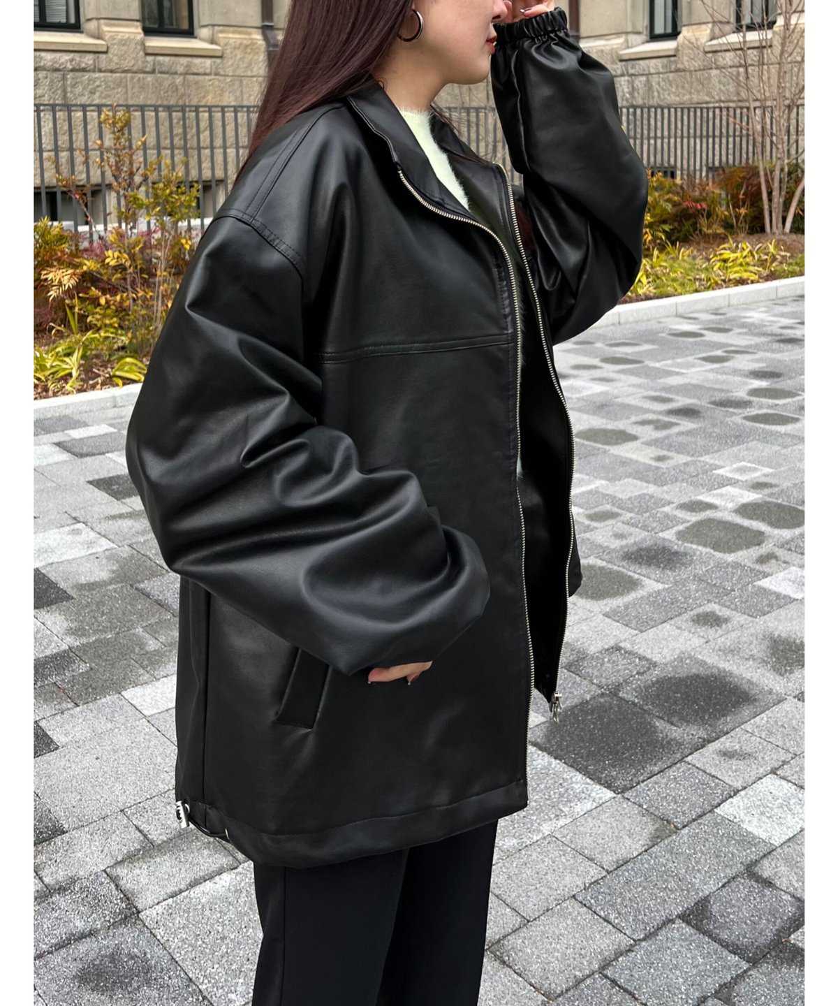 2007aw y'sワイズ レザーライダースコート 黒 豚皮バックスキン