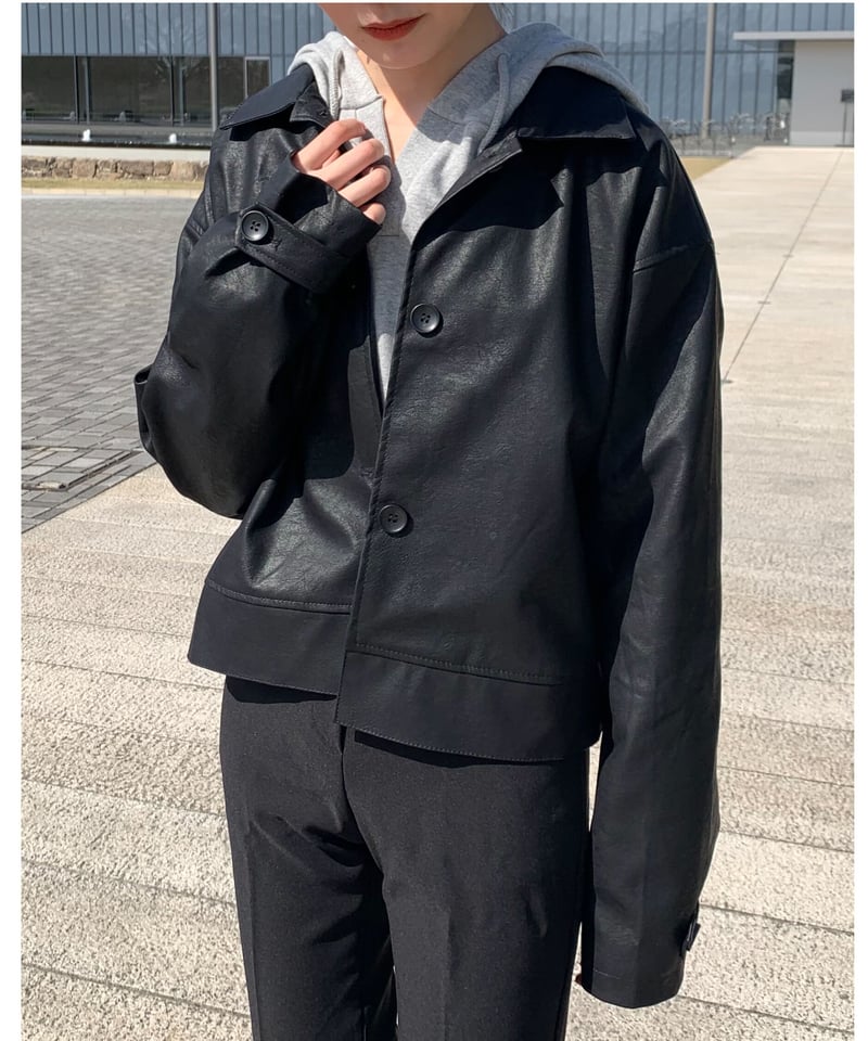 matte leather short jacket | LAZY AND EASY matte leather short jacket | LAZY AND EASY