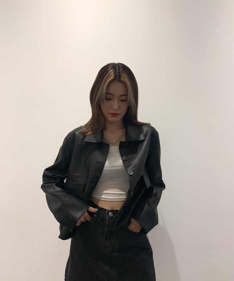 box leather jacket | LAZY AND EASY box leather jacket | LAZY AND EASY