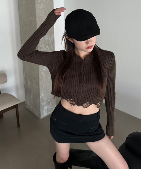 damage knit cardigan