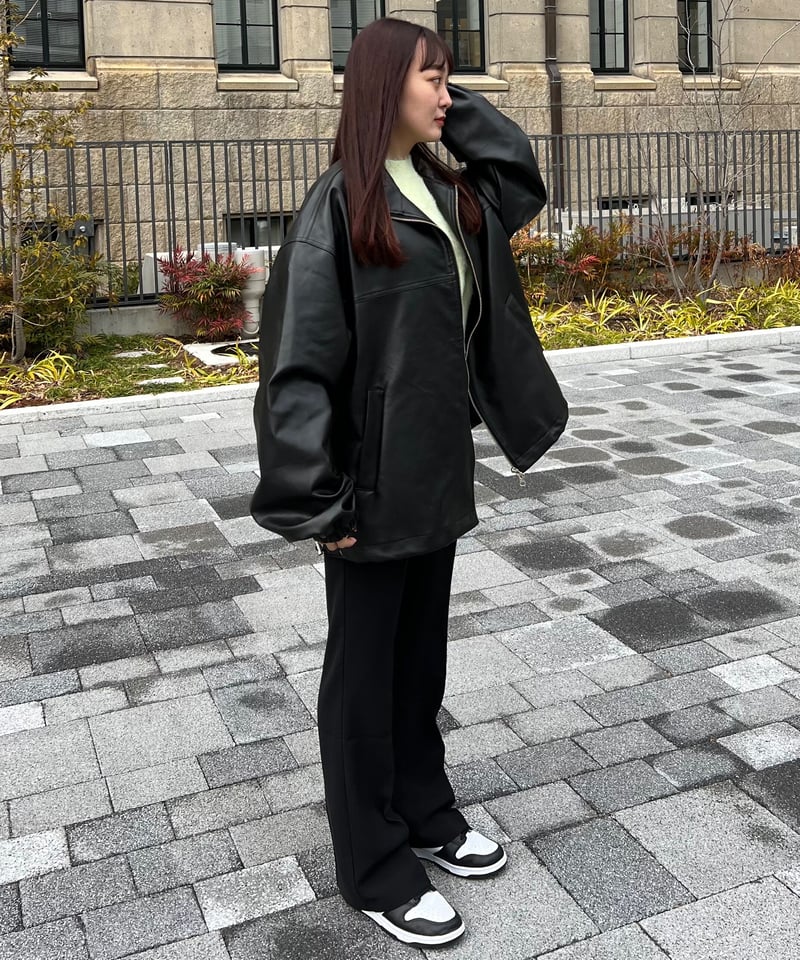 double zip leather jacket | LAZY AND EASY