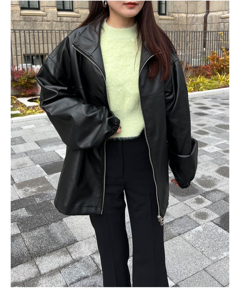 double zip leather jacket | LAZY AND EASY