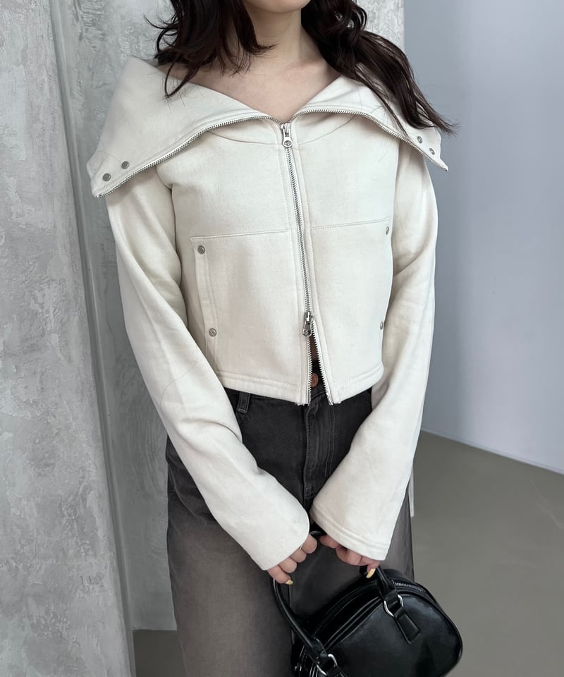 一部即納｠off shoulder zip up tops | LAZY AND EASY