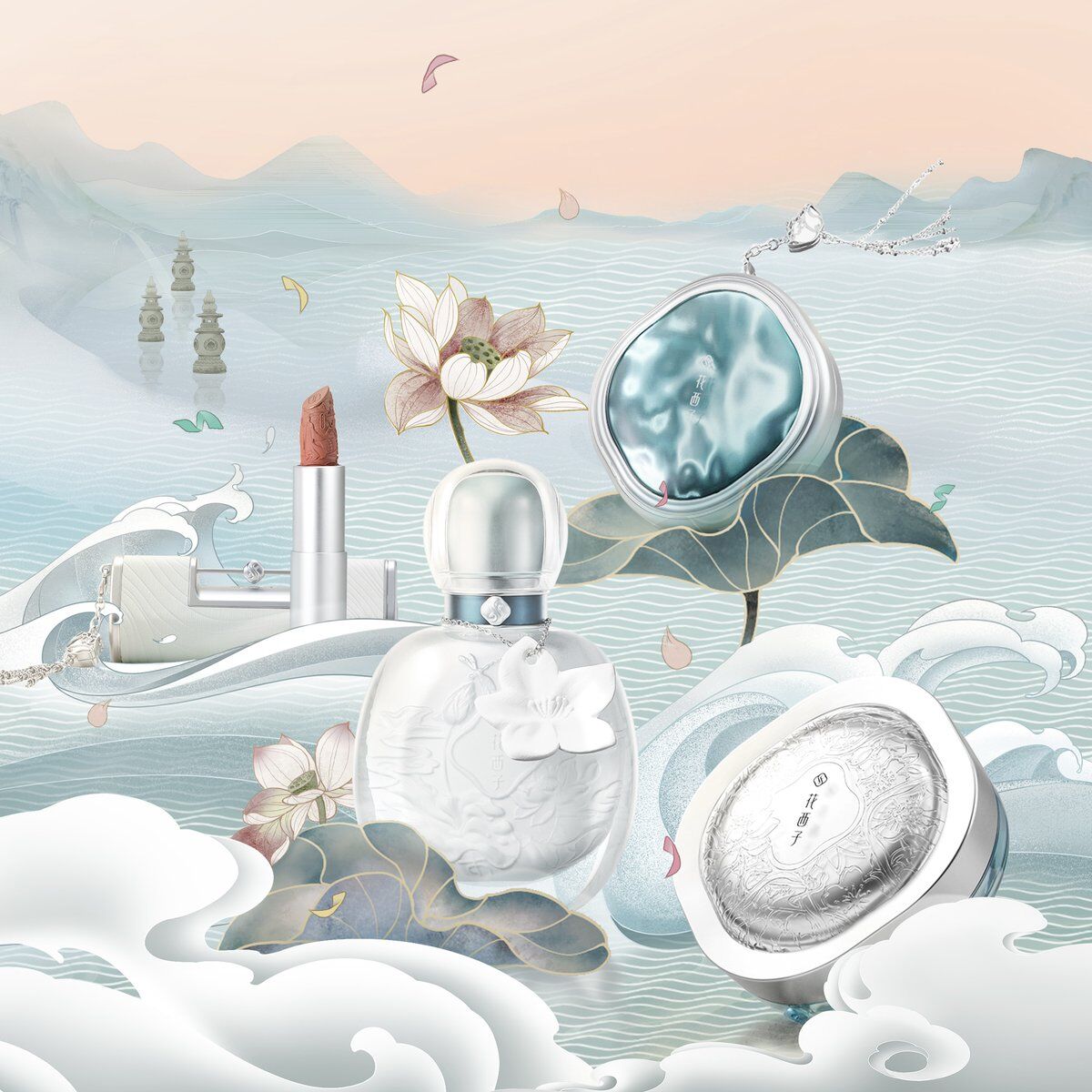 【SALE】【美品】【レア】花西子 コスメ限定11点セット 花西子・「限定鏡箱」新春スペシャルボックス | 中国コスメ