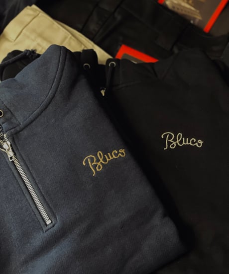 BLUCO HEAVY PILE SWEAT HALF ZIP HOODIE -EMB-