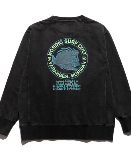 “SURF CULT” CREW SWEAT COLOR: BLACK