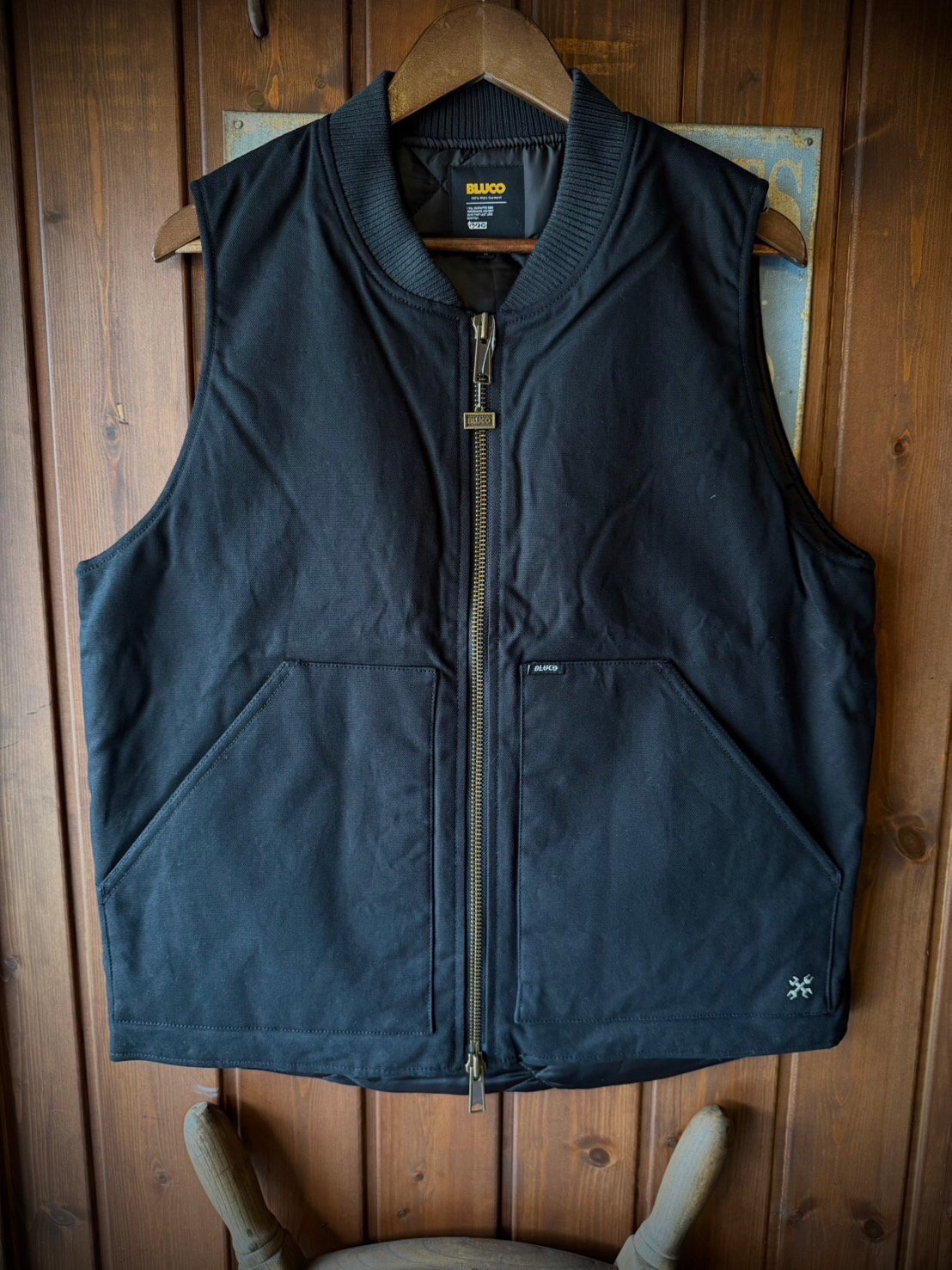 BLUCO RIB COLLAR DUCK VEST BLACK | STYLE FACTOR
