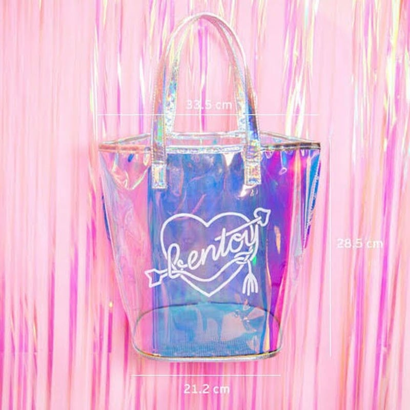 PVCロゴ入りバッグ クリアバッグ ビーチバッグ オーロラビニールバッグ