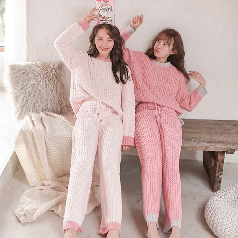 ワッフルバイカラールームウェア パジャマ 全3色 | LILIANA